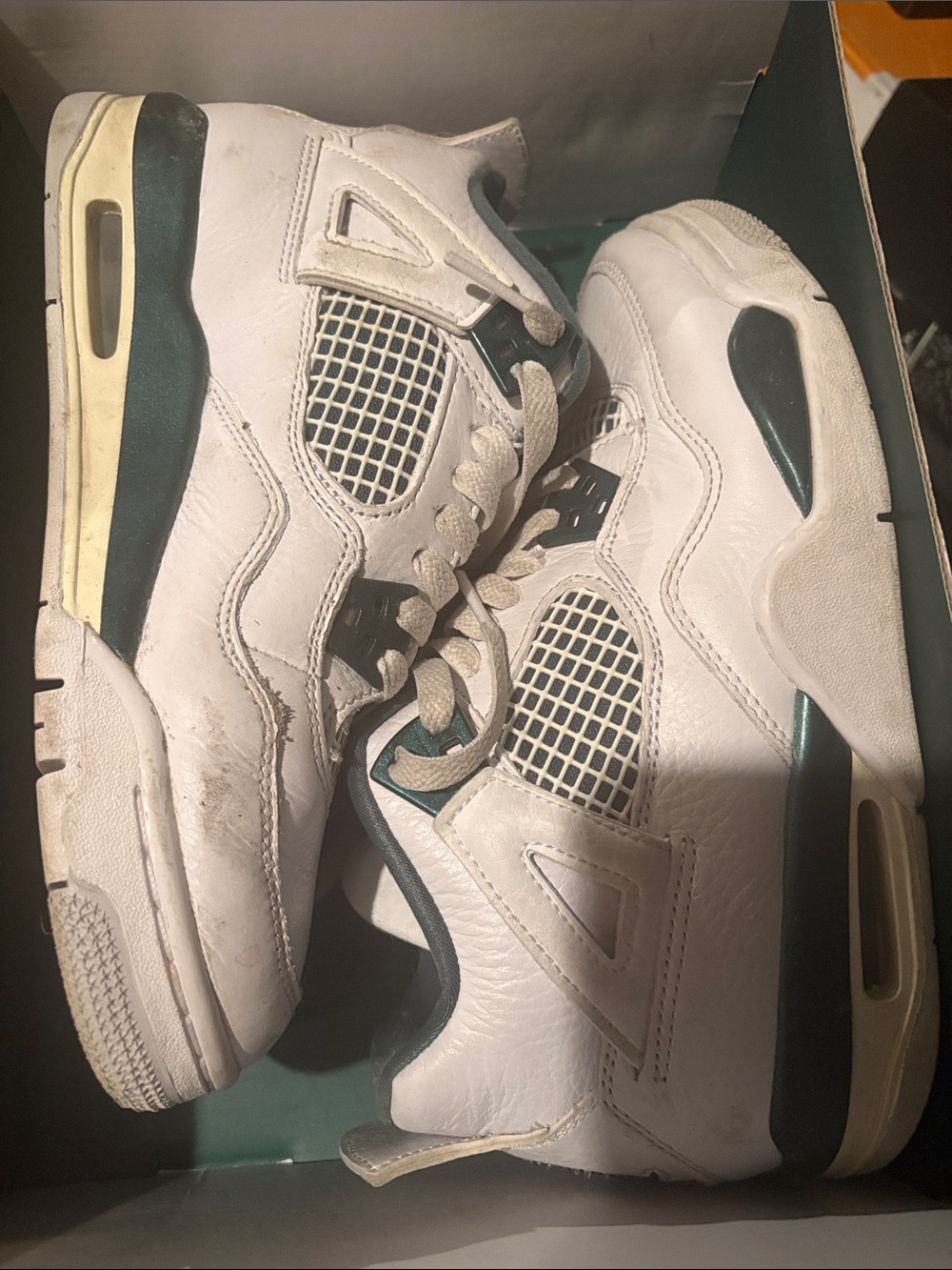 Jordan Kids White and Dark Green Sneakers